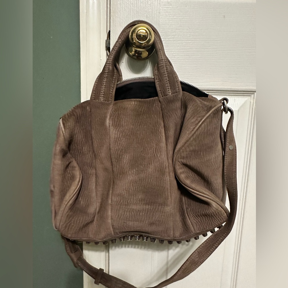 Alexander Wang  Large top handle with shoulder strap bag brown with metal studs